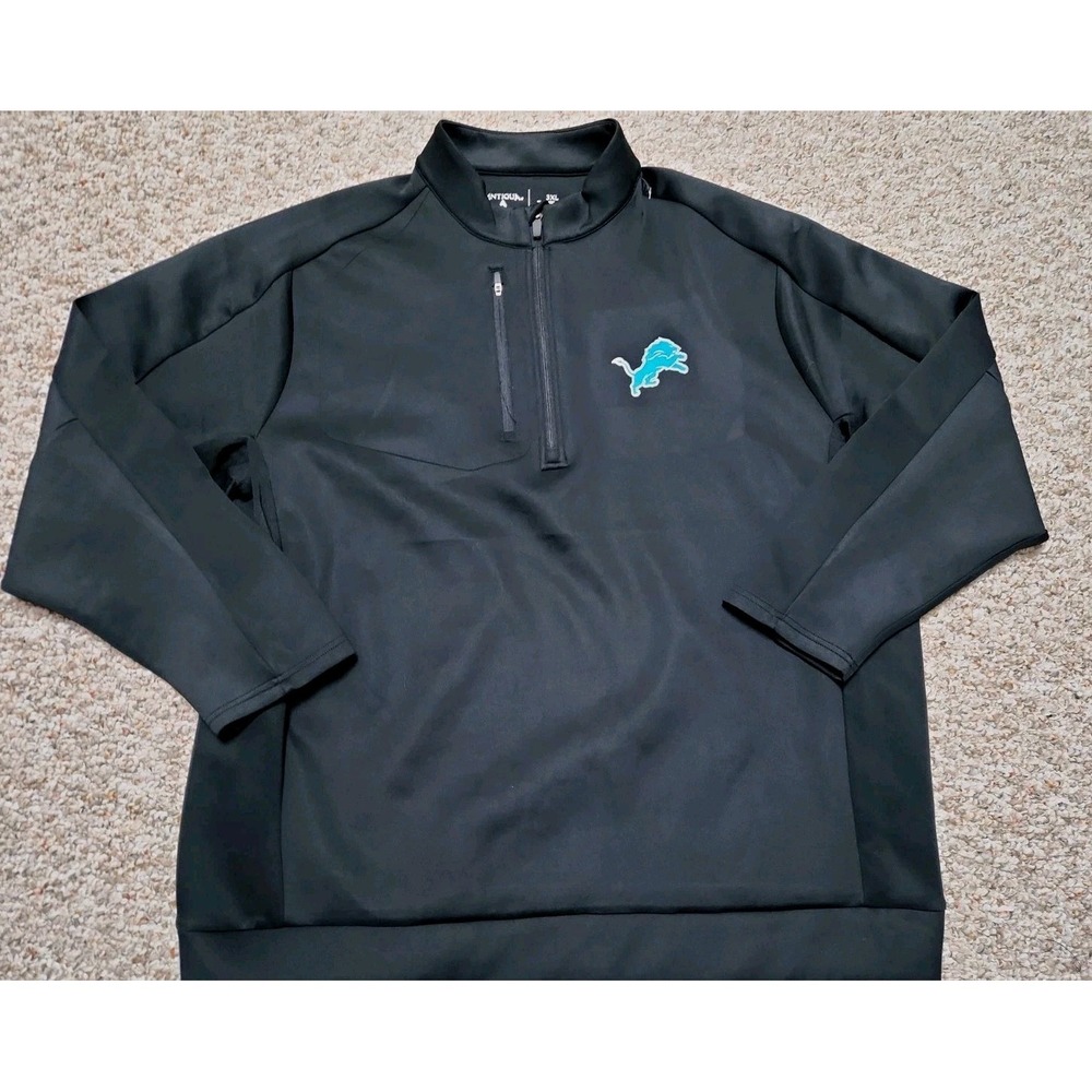 Detroit Lions‎ Men's 3XL 1/4 Zip Pullover Jacket Black by Antigua NFL Football